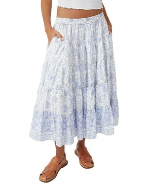 Free People Full Swing Printed Skirt - Blue