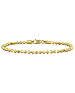 Italian Gold 14K Ball Bead Ankle Bracelet - White
