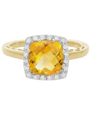 Diamond Select Cuts 14K Diamond .10 Ct. & Citrine Ring - Metallic