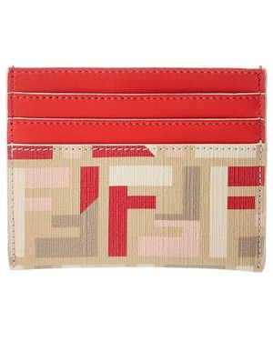 Fendi Ff Roma Leather Card Case - Red