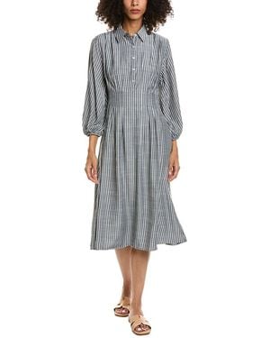 Max Studio Collared 3/4-Sleeve Shirtdress - Grey
