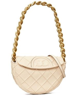 Tory Burch Fleming Soft Mini Leather Crescent Bag - Natural