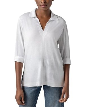 Lilla P 3/4 Sleeve Split Neck Tunic - White