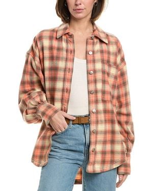 Free People We The Free Ashley Oversized Plaid Shirt - Red