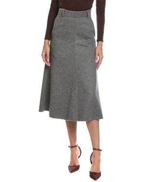 Brunello Cucinelli Wool Midi Skirt - Grey