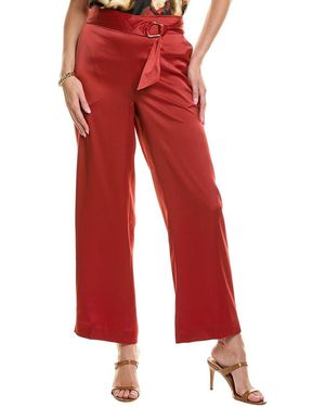 Anne Klein Belted High-Rise Wide Leg Pant - Red