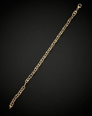 Italian Gold 14k Semi Solid Fancy Mariner Bracelet - Black