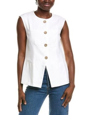 Ellen Tracy Linen-Blend Vest - White