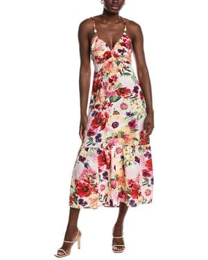 Marion Floral Cross Back Beaded Dress - Red