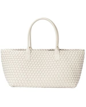 Tiffany & Fred Paris Large Hand-Woven Leather Tote - White