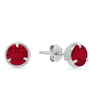 MaxColor 14K 1.70 Ct. Tw. Lab-Grown Ruby Halo Studs - Red