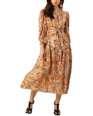 Hale Bob 3/4 Sleeve Tiered Dress - Brown