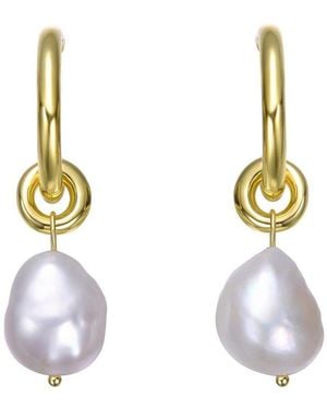 Rachel Glauber 14K Pearl Dangle Earrings - Metallic