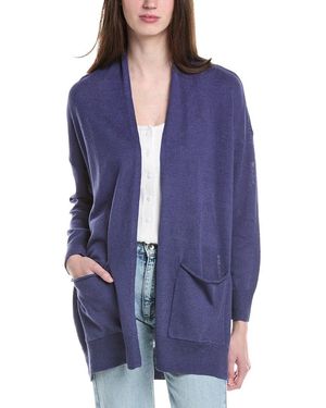 Eileen Fisher Open Front Linen-Blend Cardigan - Blue