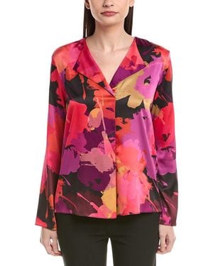 Joseph Ribkoff Split-Neck Floral Top - Red