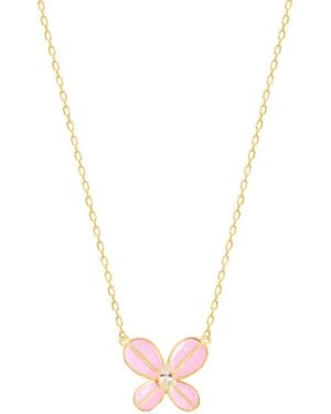 Gabi Rielle 14k Over Silver Cz Butterfly Necklace - Metallic