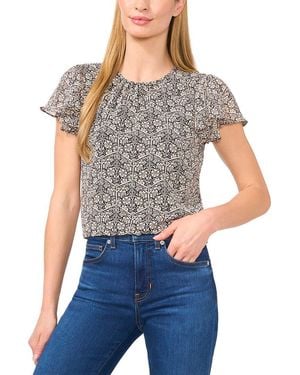 Cece Short Flutter Sleeve Top - Gray