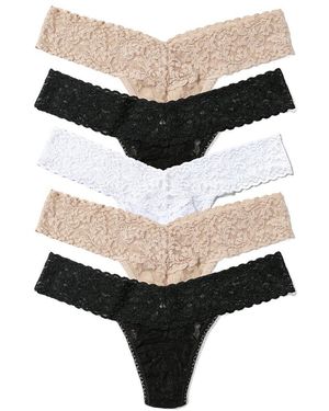 Hanky Panky 5Pk Low Rise Thong With $30 Credit - Black