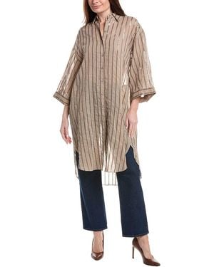 Brunello Cucinelli Sequin Stripe Long Shirt - Natural