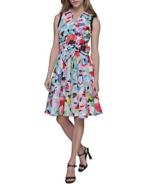 KARL LAGERFELD Tweed A-Line Dress - Blue