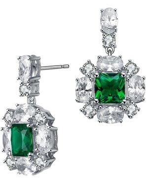 Genevive Jewelry Diamond Cz Dangle Earrings - Green