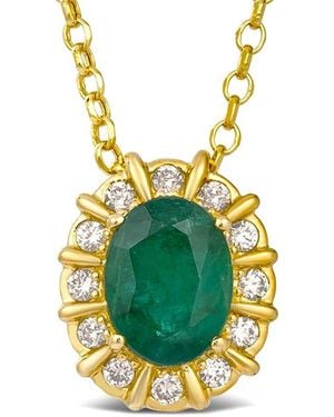 Le Vian Semi Precious Classic 14K 0.99 Ct. Tw. Diamond & Emerald Pendant - White