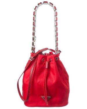Prada Mini Leather Bucket Bag - Red