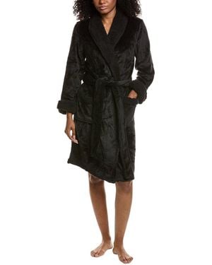 Natori Plush Sherpa Short Robe - Black