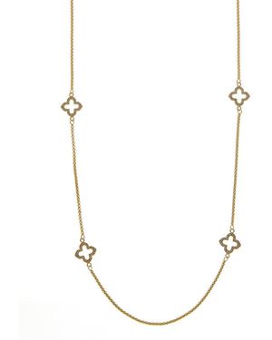 Juvell Plated Cz Clover Link Necklace - Metallic