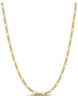 Italian Silver 18K Over Figaro Chain Necklace - Metallic