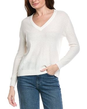 Hannah Rose Savannah Texture Linen-Blend Jumper - White