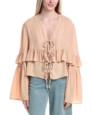 WeWoreWhat Ruffle Tie-Front Top - Pink