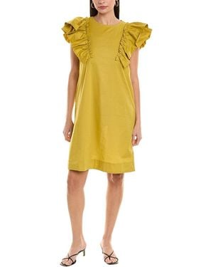 Alpha Studio Ruffle Sleeve Shift Dress - Yellow