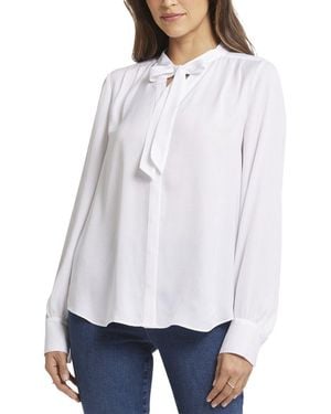 NYDJ Tie Neck Blouse - White