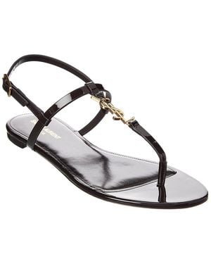 Saint Laurent Cassandra Patent Sandal - Metallic