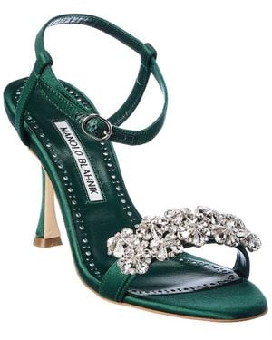 Manolo Blahnik Finah 90 Satin Sandal - Green
