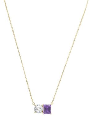 Suzy Levian Gold Over Silver 5.00 Ct. Tw. Gemstone Toi Et Moi Necklace - Metallic