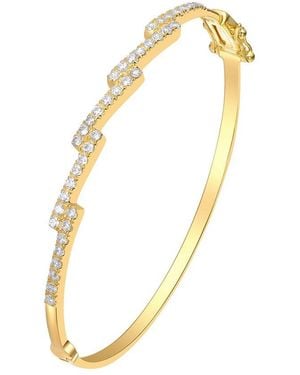 Rachel Glauber 14K Plated Cz Bangle Bracelet - Metallic