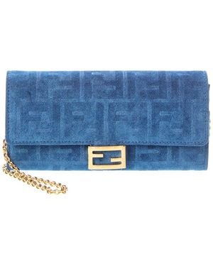 Fendi Baguette Velvet Wallet On Chain - Blue