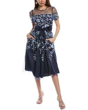 Eliza J Embroidered Tulle Cocktail Dress - Blue
