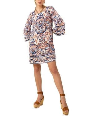 Hale Bob Silk Flora Midi Dress - Red