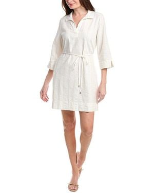 Tommy Bahama Palm View 3/4 Sleeve Linen-Blend Shift Dress - White