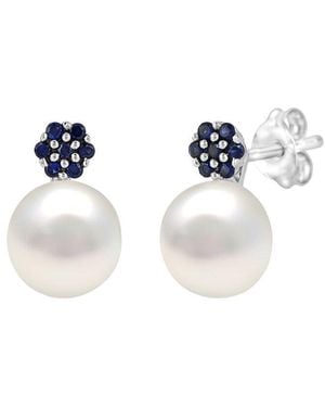 Gemstones Pearl & 8Mm Pearl Drop Earrings - White