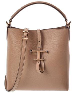 Tod's T Timeless Pendant Bucket Bag - Brown