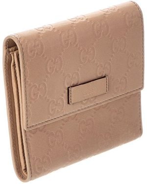 Gucci Leather Trifold Wallet (Authentic Pre-Loved) - Natural