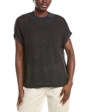Eileen Fisher Mock Neck Wool Square Jumper - Black