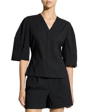 Theory Wool-Blend Blouse - Black