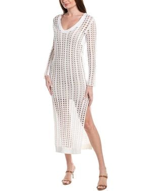 Brunello Cucinelli Knit Linen & Silk-Blend Sweaterdress - White