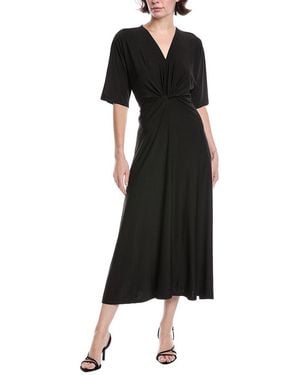 Sharagano Twisted Front Midi Dress - Black