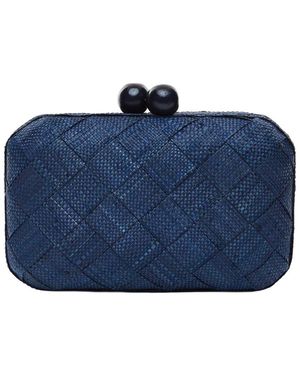 Poolside The Island Straw Clutch - Blue